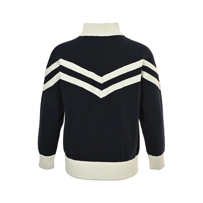 Louis Vuitton 24Fw stand collar striped contrast zipper knitted jacket