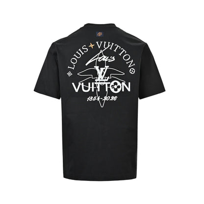 Louis Vuitton graffiti signature embroidered round neck short sleeves