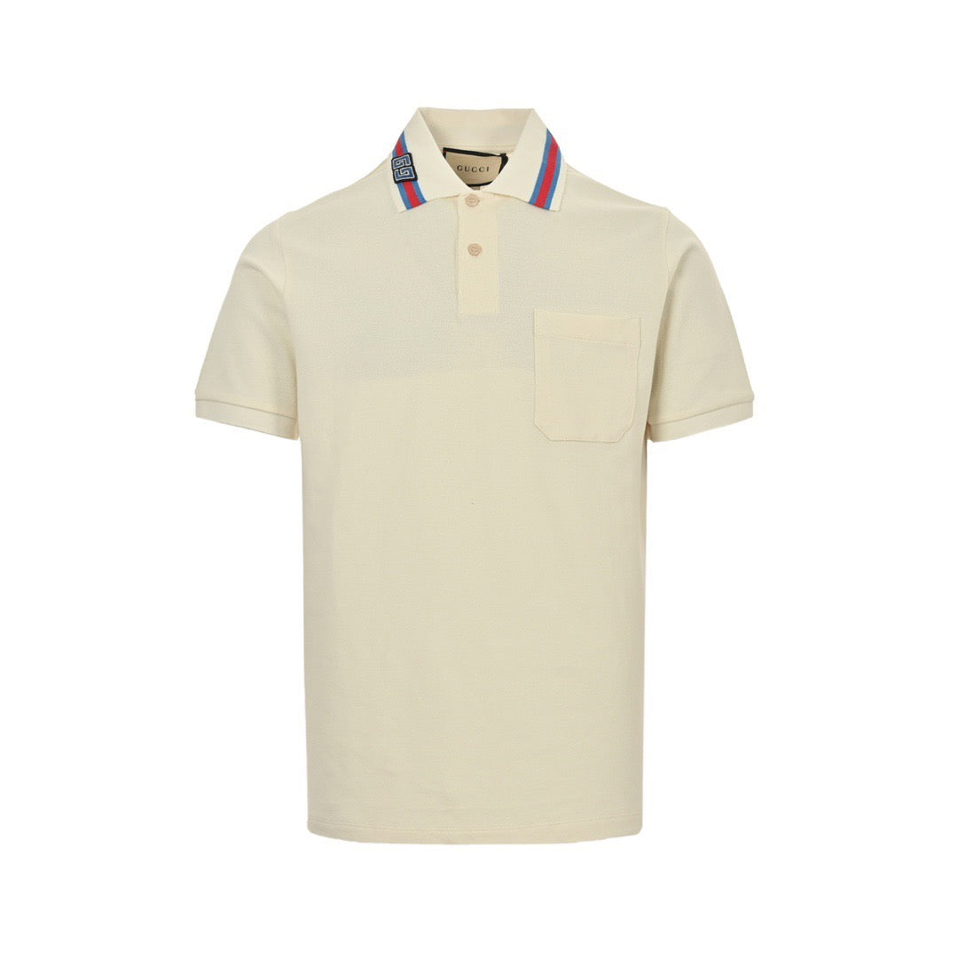 Gucci 24ss collar striped double G embroidered Polo short sleeves