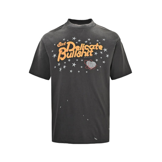 SAINT MICHAEL 25ss star slogan printed short sleeves