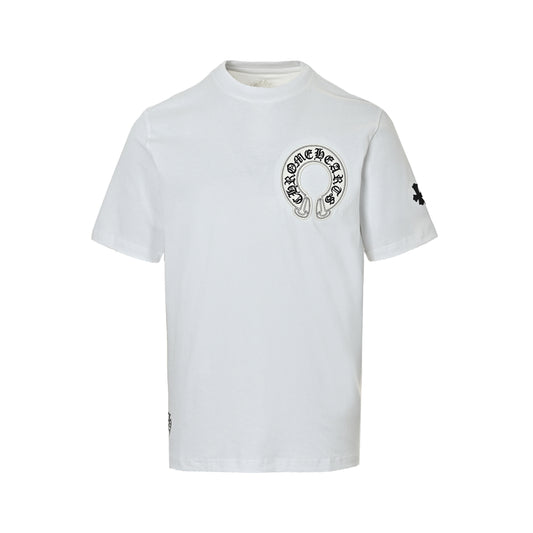 Chrome Hearts/Chrome Heart leather label horseshoe cross short sleeves