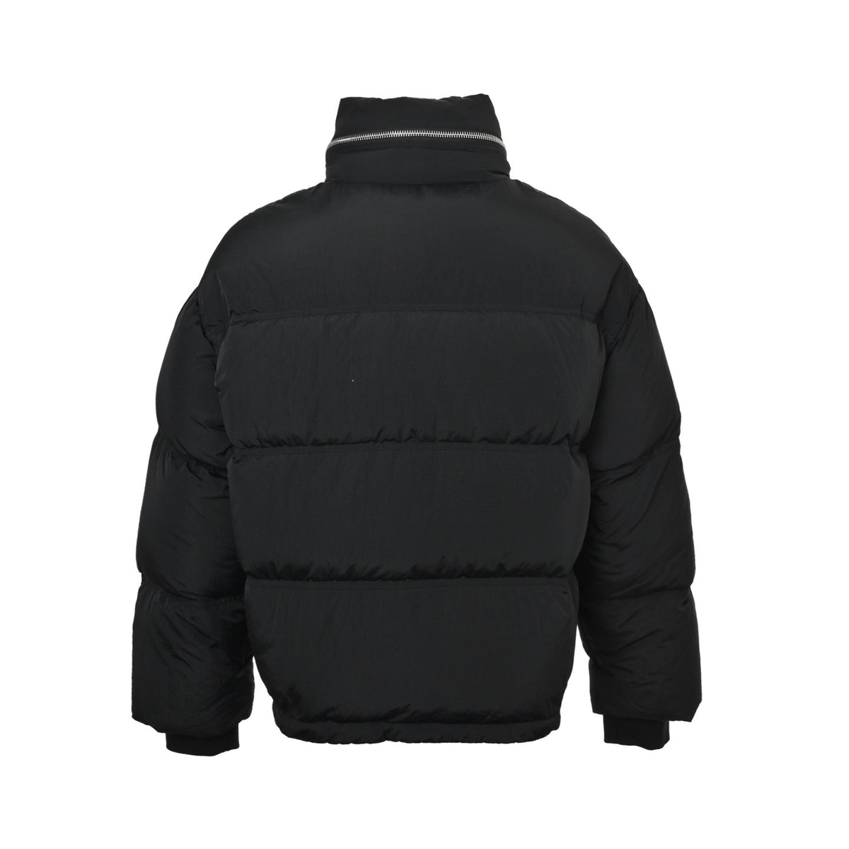 Ami leather label love hidden hood stand collar down jacket