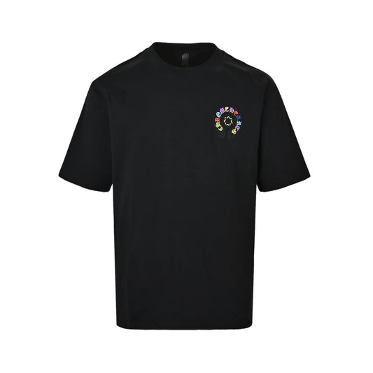 Chrome Hearts Colorful Horseshoe Appliqué Embroidered Short Sleeves