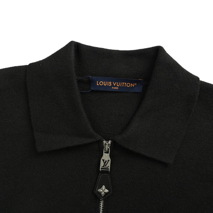 Louis Vuitton 25Fw leather trimmed knitted belted jacket
