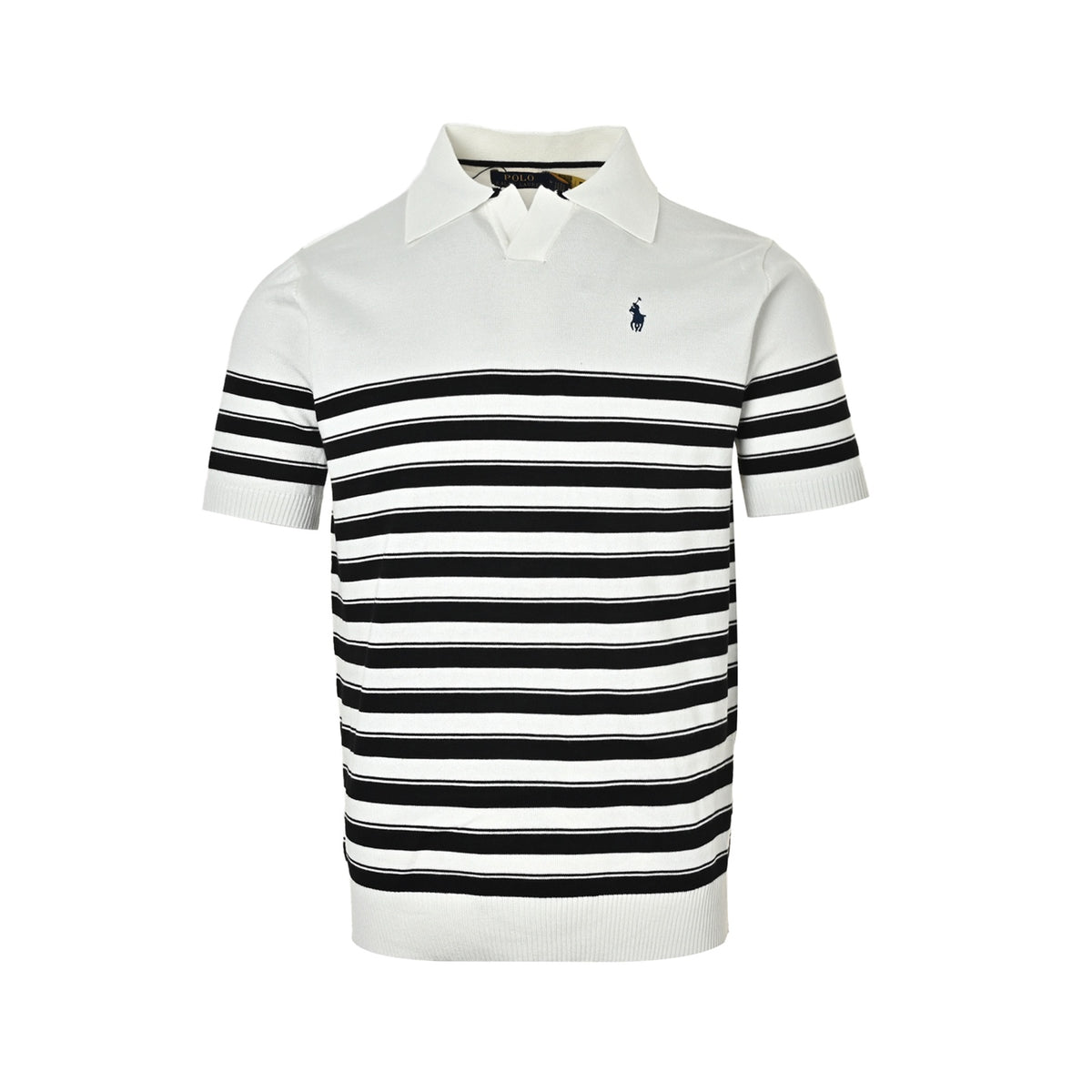 Ralph Lauren striped horse logo embroidered V-neck knitted Polo short sleeves