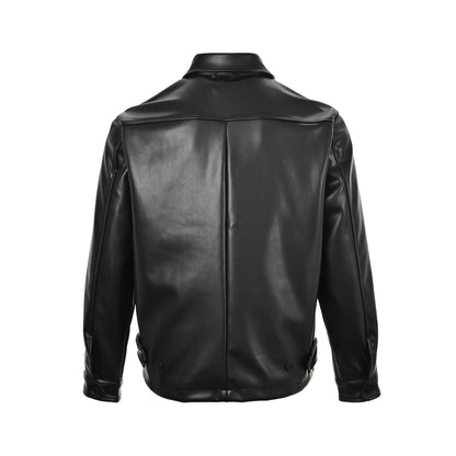 Ralph Lauren solid color leather jacket single