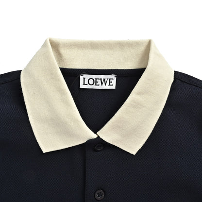 Loewe/Luoyiwei 26ss contrast lapel embroidered logo Polo short sleeves