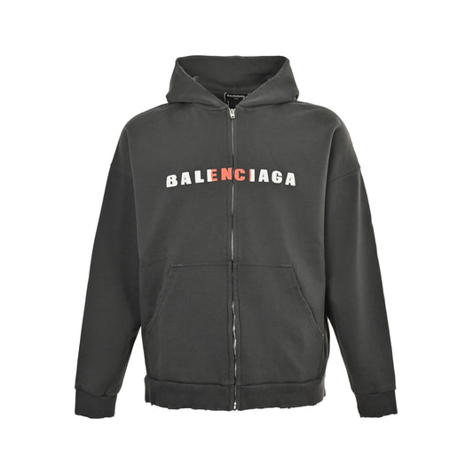 Balenciaga/Balanciaga 25Fw colorful letter foam printed zipper hooded jacket