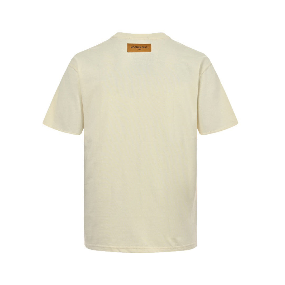 Louis Vuitton 24ss small blue flower embroidered letter short sleeves