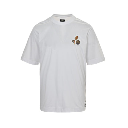 Fendi 25ss hot dog pizza badge embroidered short sleeves