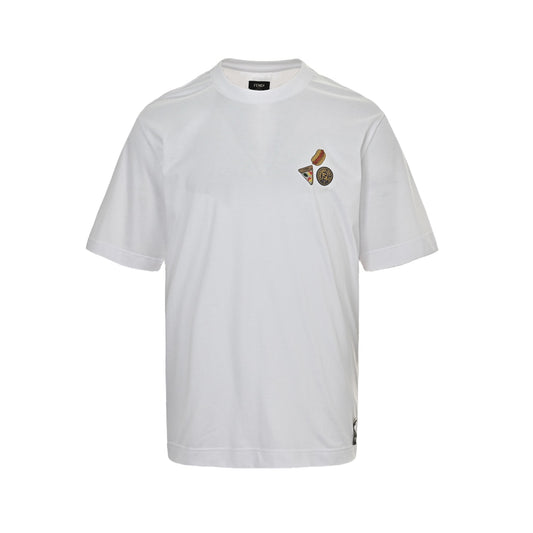 Fendi 25ss hot dog pizza badge embroidered short sleeves