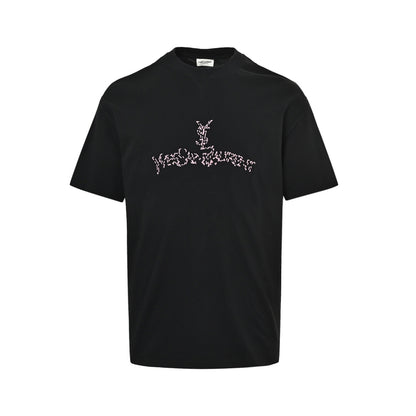 Saint Laurent embroidered letter logo short sleeves