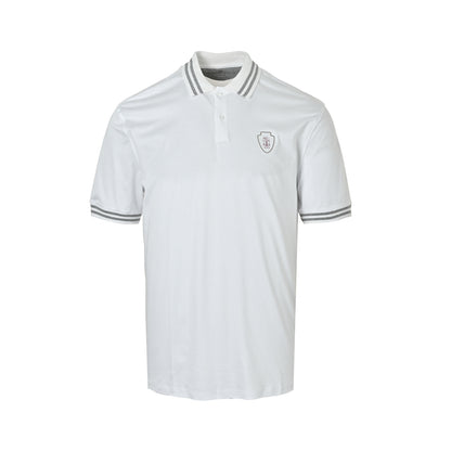 BRUNELLO CUCINELLI BC Badge Embroidered Stripe Trim Polo Short Sleeve