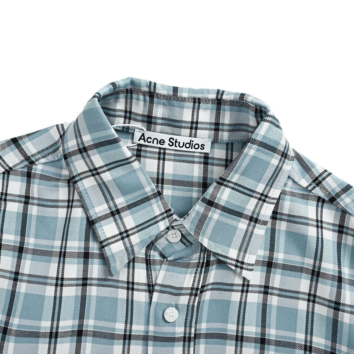 Acne Studios blue and white plaid short-sleeved shirt