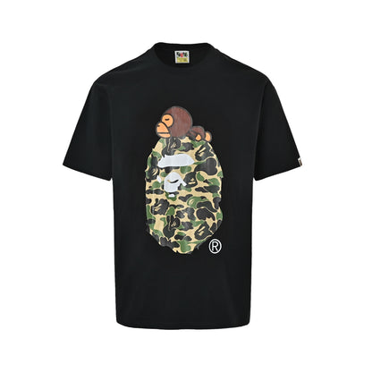 Bape camouflage ape head little monkey LOGO printed short sleeves
