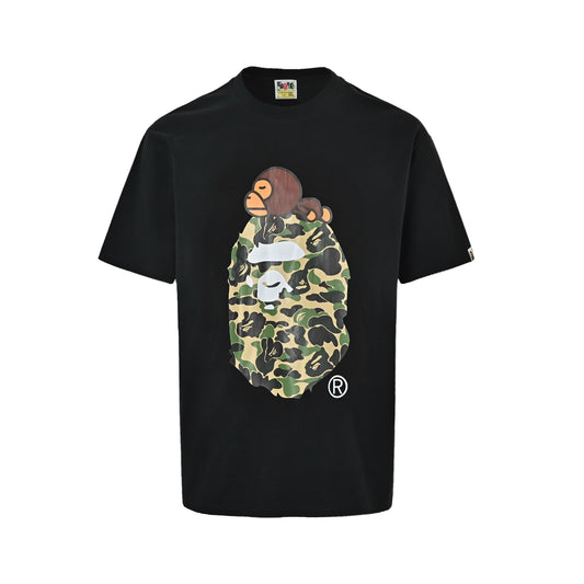 Bape camouflage ape head little monkey LOGO printed short sleeves