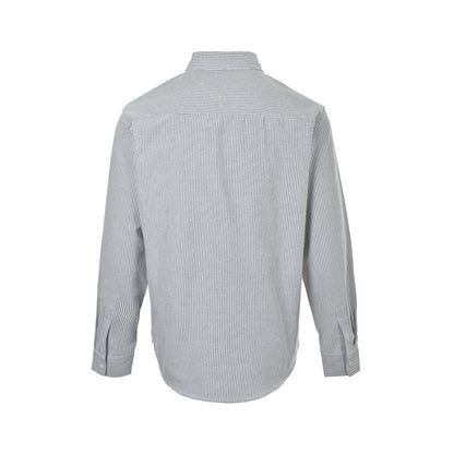 Ami Paris love embroidered vertical striped long-sleeved shirt
