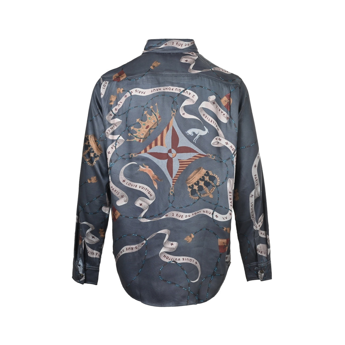 Louis Vuitton crown print mulberry silk long-sleeved shirt