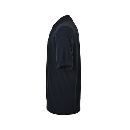 Loro Piana LP seagull collar ribbed knit polo short sleeves