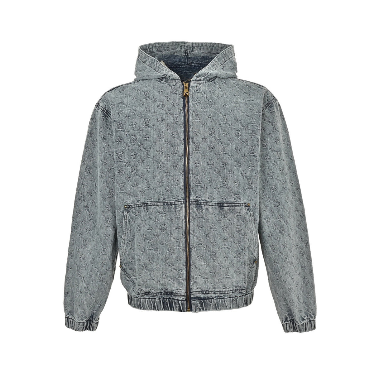 Louis Vuitton 25Fw allover printed old flower jacquard zipper hooded denim jacket