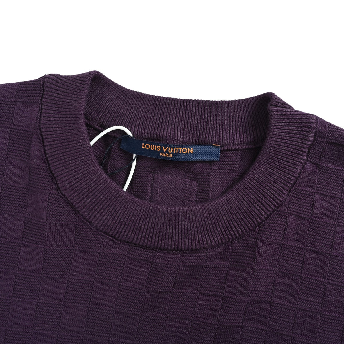 Louis Vuitton 26ss letter embroidered checkerboard knitted short sleeves