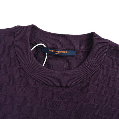 Louis Vuitton 26ss letter embroidered checkerboard knitted short sleeves