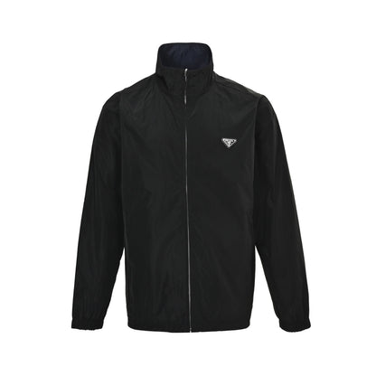 Prada regenerated nylon double-sided stand collar jacket