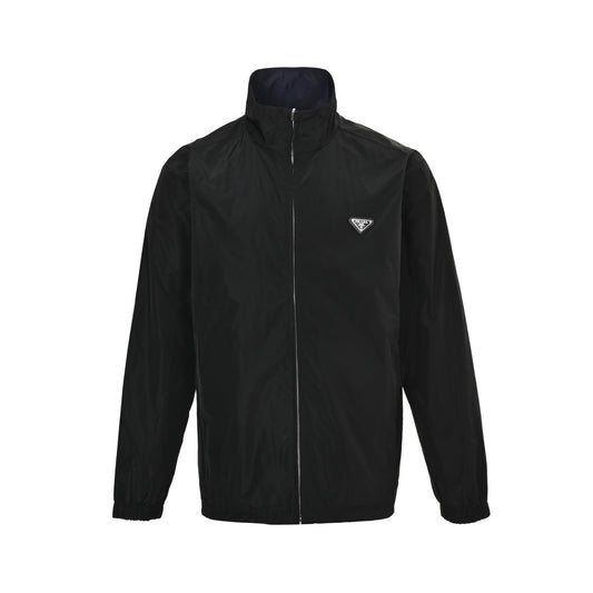 Prada regenerated nylon double-sided stand collar jacket