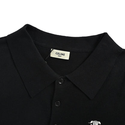 Celine Arc de Triomphe embroidered Polo short sleeves