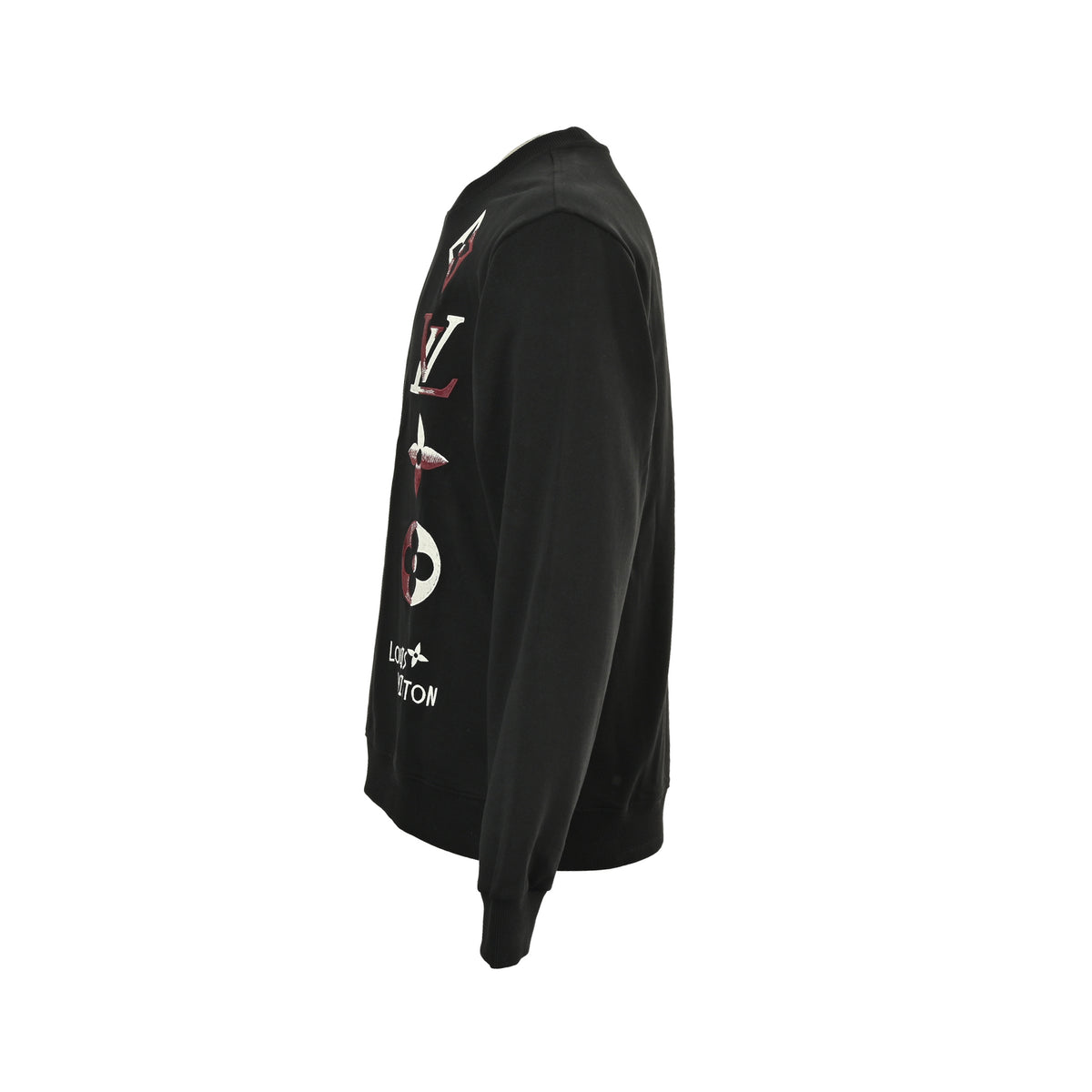 Louis Vuitton 25Fw contrasting color four-flower embroidery crew neck sweatshirt