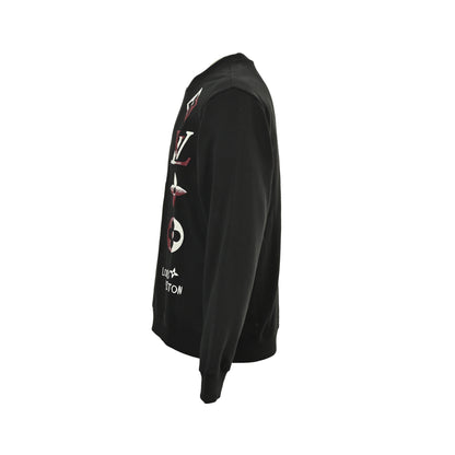 Louis Vuitton 25Fw contrasting color four-flower embroidery crew neck sweatshirt