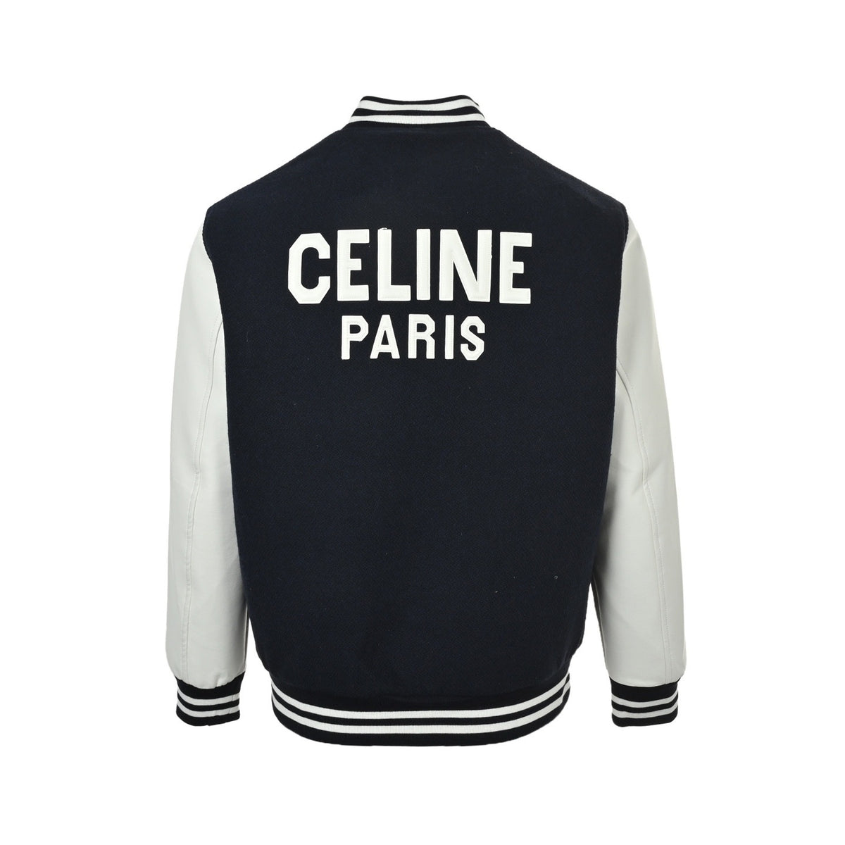 Celine 25Fw leather logo baseball cotton jacket