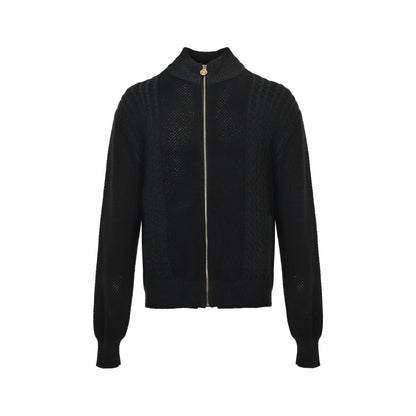 VERSACE back portrait jacquard zipper stand collar knitted jacket