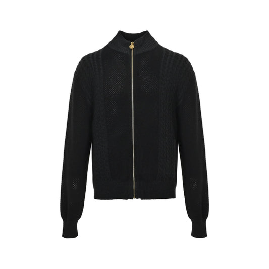 VERSACE back portrait jacquard zipper stand collar knitted jacket