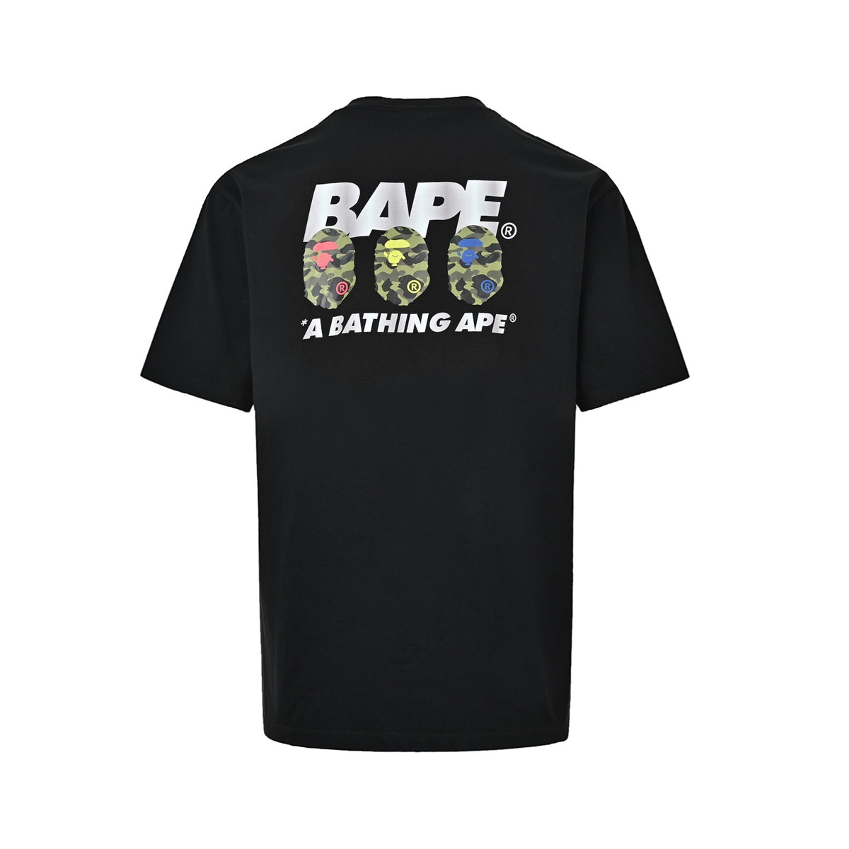 BAPE 26ss reflective letter three ape head camouflage short sleeves