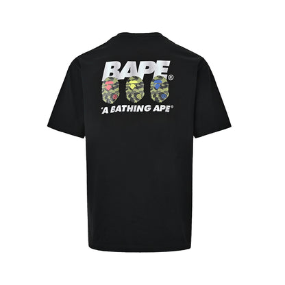 BAPE 26ss reflective letter three ape head camouflage short sleeves