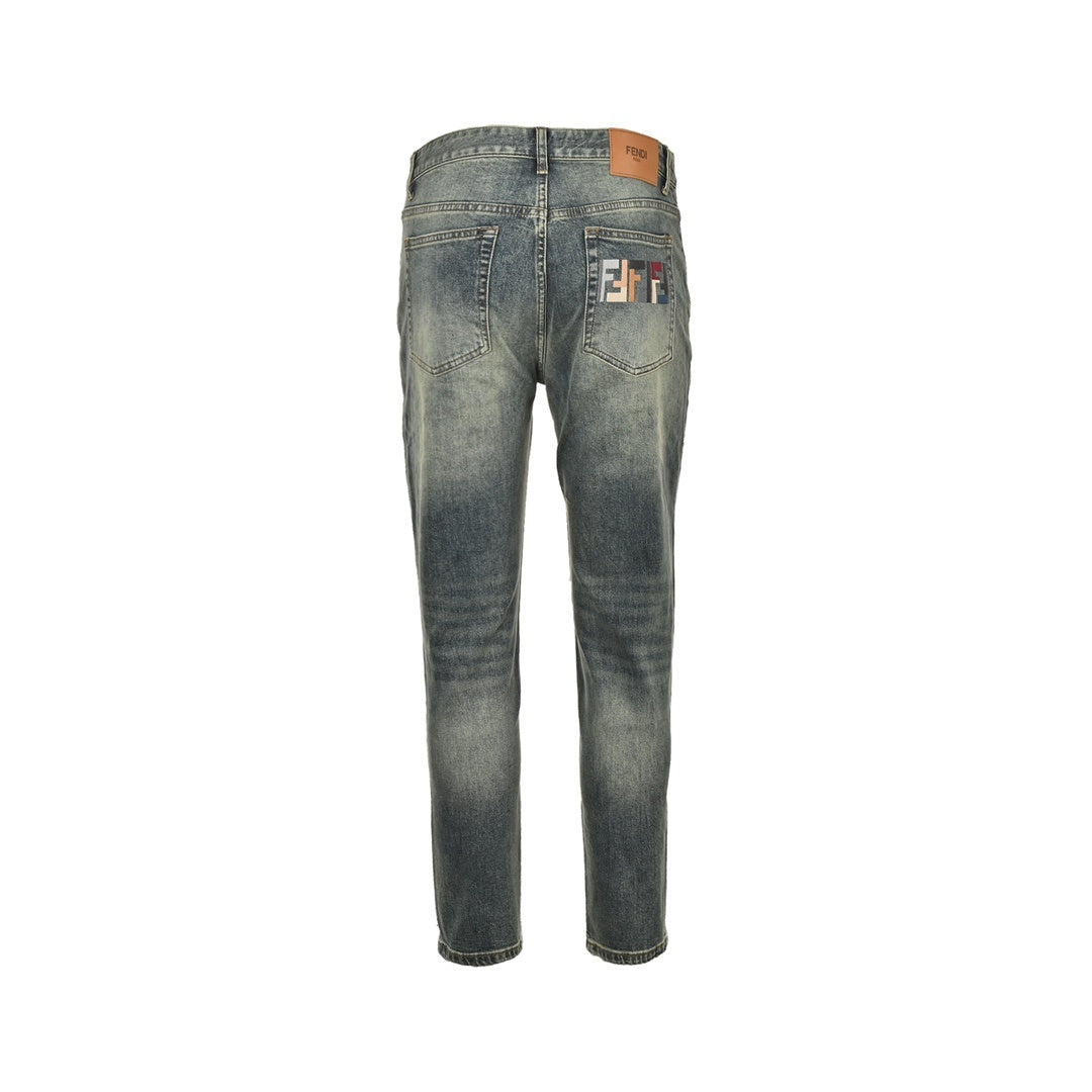 Fendi 24Fw colorful embroidered letter jeans