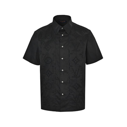 Louis Vuitton presbyopic hollow embroidered short-sleeved shirt