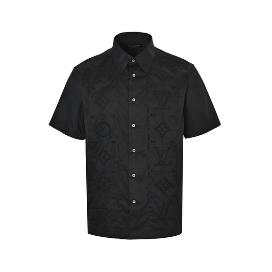 Louis Vuitton presbyopic hollow embroidered short-sleeved shirt