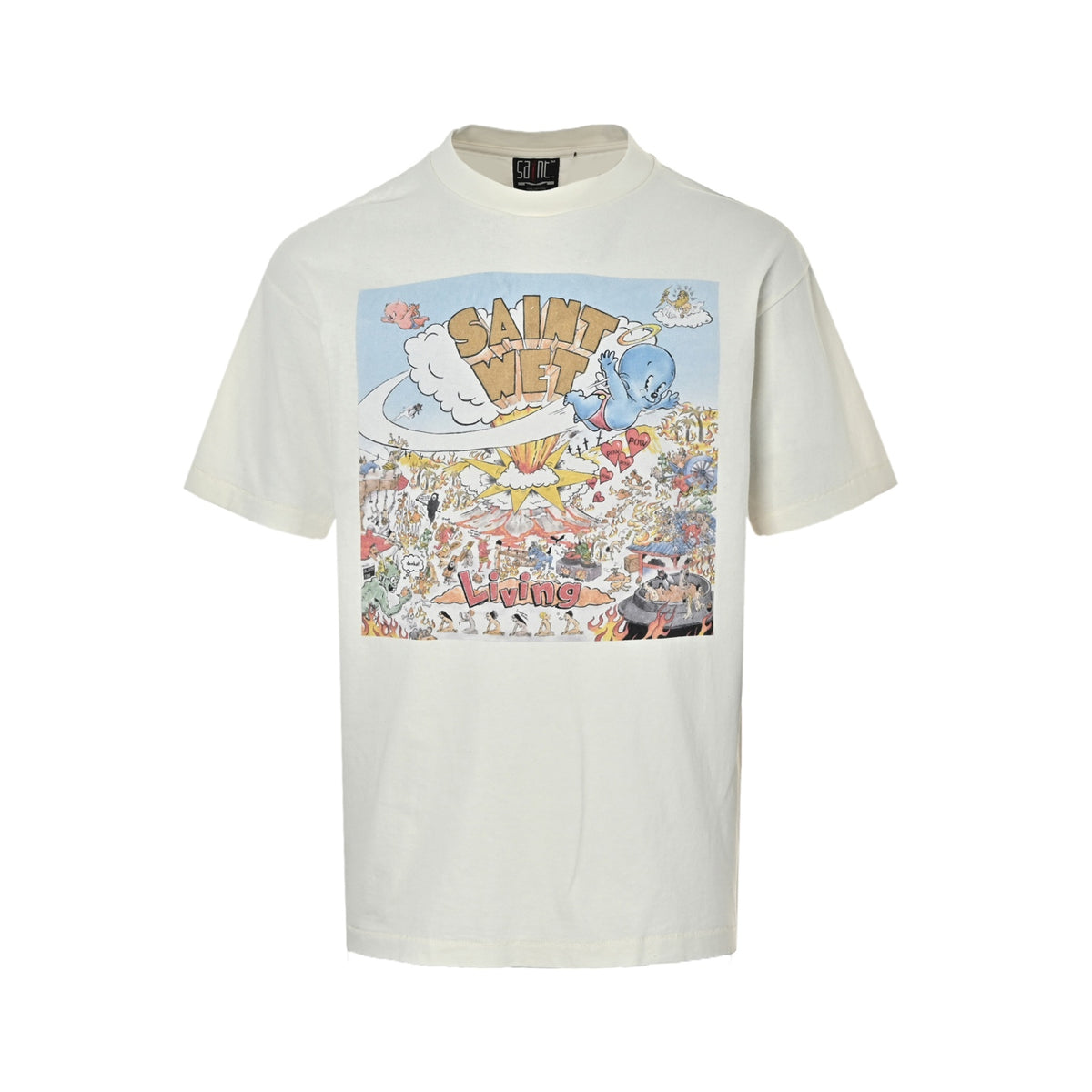 SAINT MICHAEL Volcano Party Print Short Sleeve
