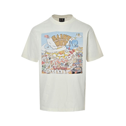 SAINT MICHAEL Volcano Party Print Short Sleeve