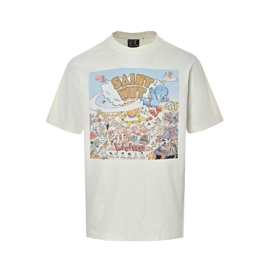 SAINT MICHAEL Volcano Party Print Short Sleeve