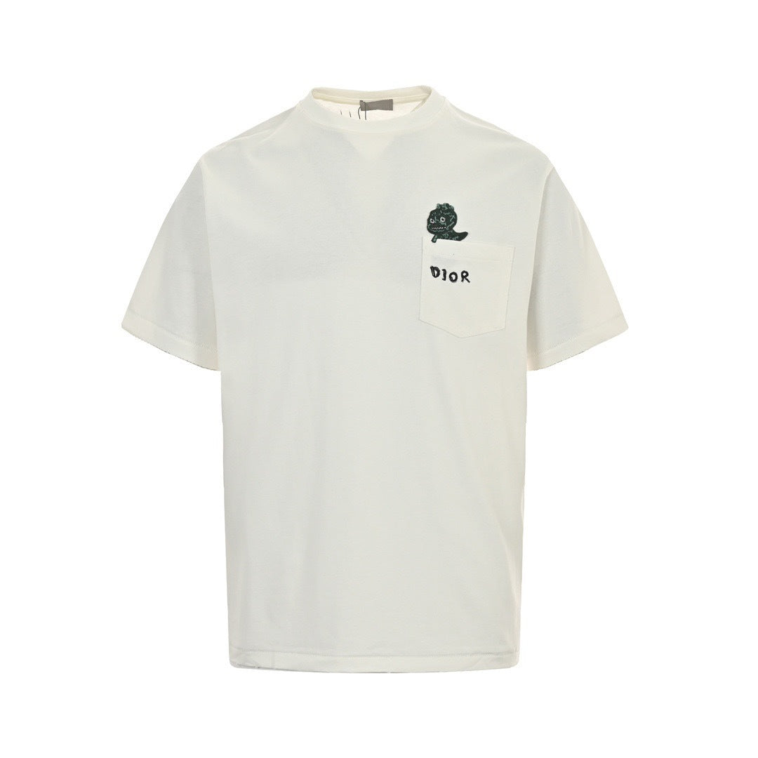 Dior 24ss pocket dinosaur embroidered short sleeves
