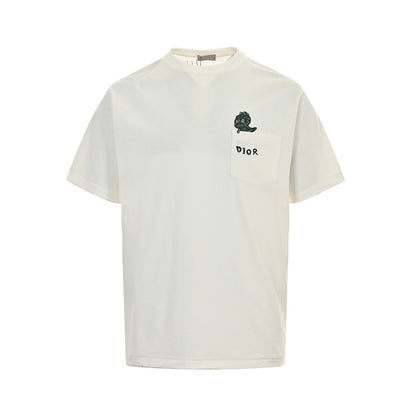 Dior 24ss pocket dinosaur embroidered short sleeves