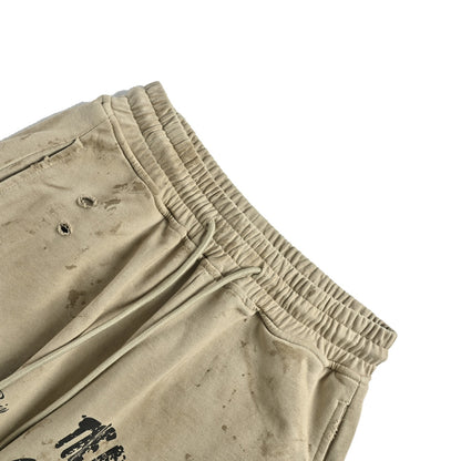 SSSAINT LOUIS Distressed Distressed Graffiti Washed Distressed Shorts