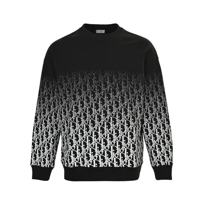 Dior 25Fw presbyopic gradient half-length printed round neck sweatshirt