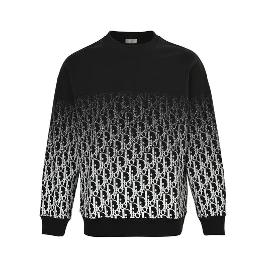 Dior 25Fw presbyopic gradient half-length printed round neck sweatshirt