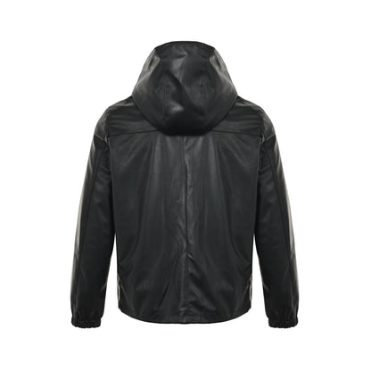 Prada 25Fw reversible leather nylon hooded jacket