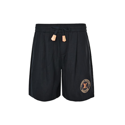 Louis Vuitton 26ss round badge cotton and linen shorts