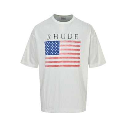 RHUDE Marlboro retro USA flag logo printed short sleeves